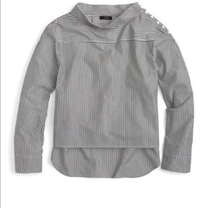 J.Crew Funnelneck striped shirt 00 black and white